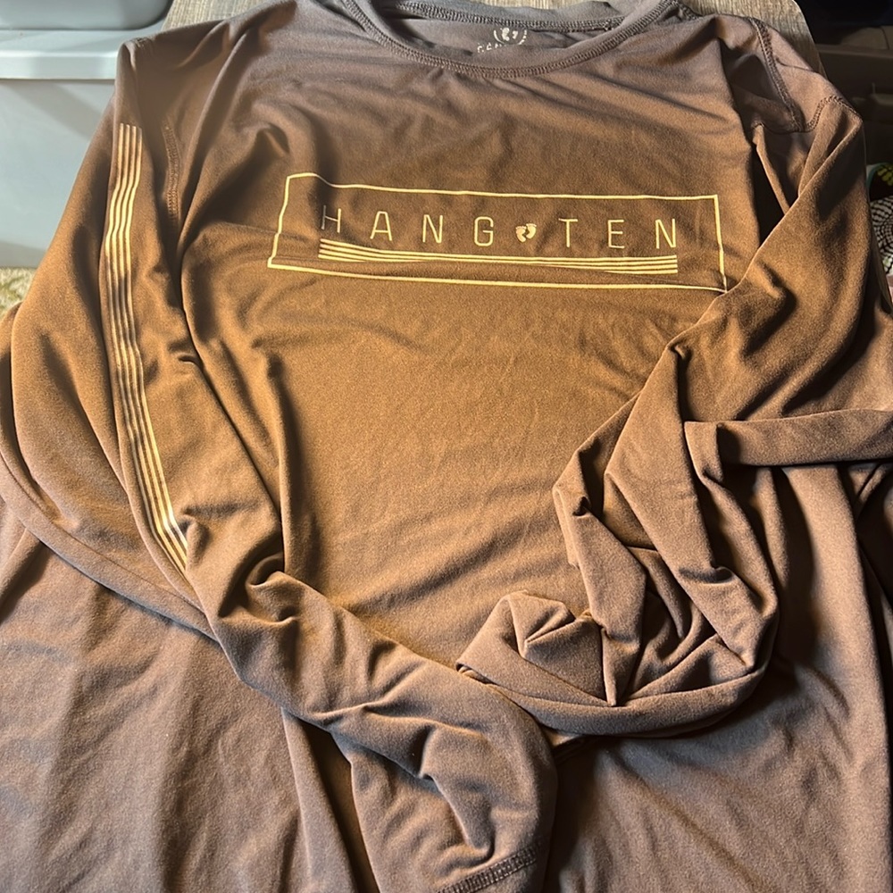 Hang Ten Mens LS Billboard Sun Shirt/Rashguard Color Gray Size Large